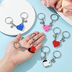 Matching Couple Resin Heart Keychain&nbsp;KEYC-YW00181-01