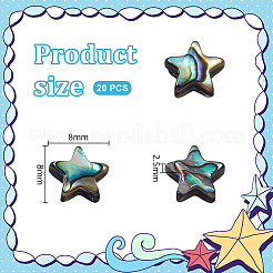 天然パウア貝ビーズ連売り20本  スター  ダークシアン  8x8mm&nbsp;BSHE-GA0001-02