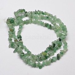 天然のグリーンアベンチュリンさざれ石のビーズ連売り  4~12x4~7x2~5mm  穴：1mm  約80~81 CM&nbsp;X-G-L444-03