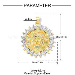 Brass Clear Cubic Zirconia Pendants&nbsp;KK-OY001-22G