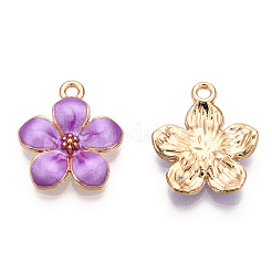 亜鉛合金エナメルペンダント  花  ゴールドカラー  蘭  16.5x14.5x2.5~3mm  穴：1.5mm&nbsp;PALLOY-I124-10G-D