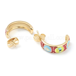 Semicircular Brass Enamel Half Hoop Earrings&nbsp;EJEW-L234-038G