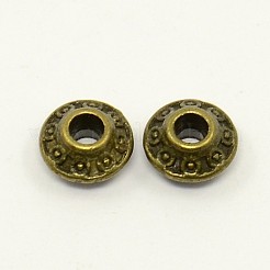 混合アンティークチベットスタイル合金ビコンスペーサービーズ  鉛フリーとニッケルフリー  ミックスカラー  6.5x4mm  穴：2mm  約620個/200g&nbsp;TIBE-X0007-FF