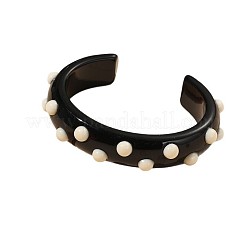 女性用ファッショナブルなプラスチック製カフバングル  水玉模様  ブラック  内径：2-1/2インチ（6.3cm）&nbsp;FS-WG33943-04