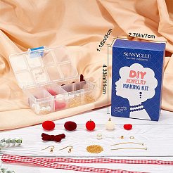 バレンタインデーのDIYファッションイヤリング作りキット123個  群がるアクリルビーズとペンダントを含む  サテンリボン  ガラスパールビーズ  真鍮のピアスフック  ミックスカラー  10.5~11x12x5mm  穴：1.8mm  6個/箱&nbsp;DIY-SC0013-93