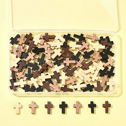 100色の木製ペンダント4個  クロス  ミックスカラー  21~22x14~15x4~5mm  穴：1.8mm  25個/カラー&nbsp;WOOD-FS0001-50