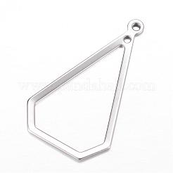 変色しにくい304ステンレススチールのオープンペンダント  ティアドロップ  ステンレス鋼色  39x23x1mm  穴：1.8mm&nbsp;STAS-P051-13