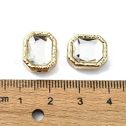 めっき合金ビーズラック  ガラスと  八角形  ゴールドカラー  透明  13.5x11.5x7.5mm  穴：1.6mm&nbsp;PALLOY-Z004-03G-02