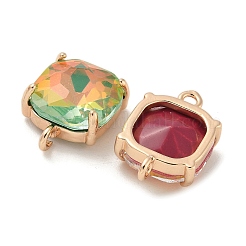 Brass Pave Faceted Glass Square Connector Charms&nbsp;X1-KK-G517-14G