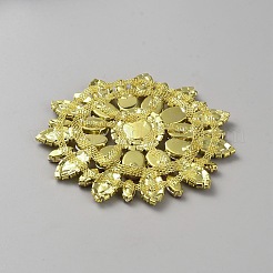 ラインストーンカボション  黄金の合金パーツ  フラットバック  花  ライトローズ  110x103x9mm&nbsp;LS-RB-WH0007-13A