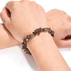 スモーキークォーツチップはブレスレットを伸ばす  内径：2-1/8~2-1/4インチ（5.3~5.6cm）&nbsp;BJEW-JB01308-05