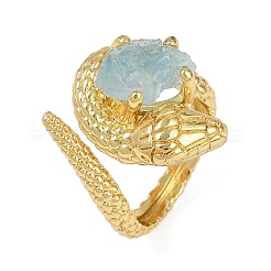Snake Natural Aquamarine Open Cuff Rings&nbsp;RJEW-K286-10G-03