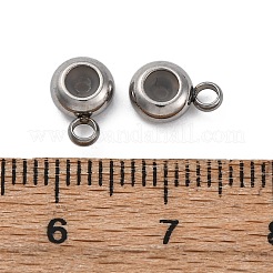 201 ステンレス鋼チューブベイル  シリコンシールリング付き  フラットラウンド  ステンレス鋼色  9x6x3mm  穴：1.2/1.8mm&nbsp;STAS-S171-02P-01