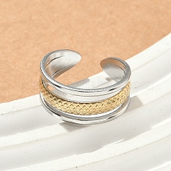304 Stainless Steel Double Color Cuff Rings&nbsp;RJEW-S635-01GP-A