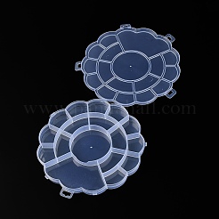 17 グリッドフラワープラスチックビーズ容器  ビーズグリッド収納ケース  透明  18x18x1.8cm&nbsp;AJEW-YWC0001-06