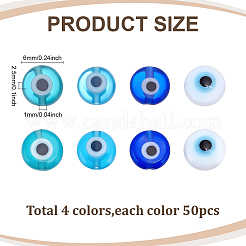 200Pcs 4 Colors Handmade Evil Eye Lampwork Beads&nbsp;LAMP-ME0001-13
