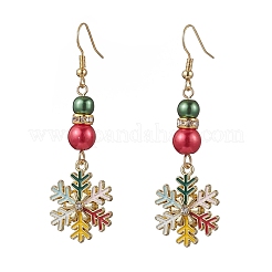Christmas Snowflake Alloy Enamel Dangle Earrings&nbsp;EJEW-TA00697