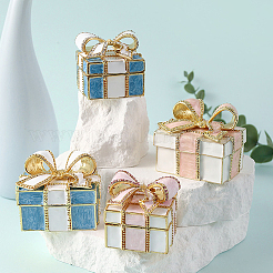 Square Bowknot Alloy Enamel with Crystal Rhinestone Jewelry Magnetic Storage Boxes&nbsp;CON-SP0001-32A