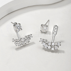 女性用スターリングシルバー製パヴェモアッサナイトスタッドピアス925点  花  銀  13.9x12mm&nbsp;XF0952