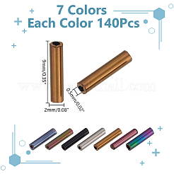63g 7スタイルガラスビューグルビーズ  ミックスカラー  9x2mm  穴：0.5mm  9 g/スタイル&nbsp;SEED-AR0001-43