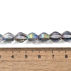 電気メッキガラスビーズセット  双円錐形  半分メッキ  多面カット  メッキグリーン  9x7.5mm  穴：1.2mm  約46個/連  15.91インチ（40.4cm）&nbsp;EGLA-L045-H-HP02
