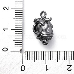 ラックメッキ合金コネクタチャーム  ガンメタ色  花  15x10x7.5mm  穴：1.5mm&nbsp;PALLOY-V002-06B-01