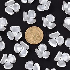 花の模造パールのアクリルビーズキャップ  3花びら  ホワイト  22x6.5mm  穴：1mm  約692個/500g&nbsp;OACR-L004-7226