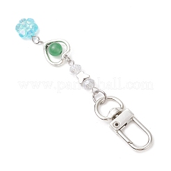 Flower Acrylic & Dyed Natural Jade Beads Pendant Decorations&nbsp;HJEW-JM02884