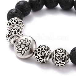 Natural Lava Rock Round Beads Essential Oil Anxiety Aromatherapy Stretch Bracelet for Girl Women Gift&nbsp;BJEW-JB07054