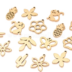 100Pcs 10 Style 304 Stainless Steel Pendants&nbsp;STAS-LS0001-32G