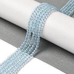 天然ブルートパーズビーズ連売り  ラウンド  3~3.5mm  穴：0.6~0.7mm  約120~150個/連  15.16~15.55''（38.5~39.5センチメートル）&nbsp;G-B090-A28-03