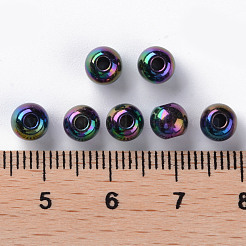 不透明なアクリルビーズ  ABカラーメッキ  ラウンド  ブラック  6x5mm  穴：1.8mm  約4400個/500g&nbsp;MACR-S370-D6mm-S002