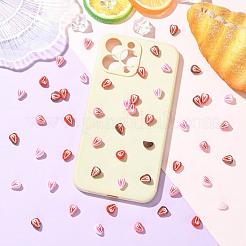 オペーク樹脂カボション  模造食品  イチゴ半分  ランダムな色  10x8x6mm&nbsp;RESI-CJC0012-47