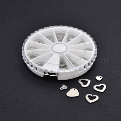 変色しにくいミックスハートシェイプ 314 ステンレススチール チャームペンダント  ステンレス鋼色  5~10x6~11x1mm  穴：1~7x4mm  45個/箱&nbsp;STAS-X0012-B
