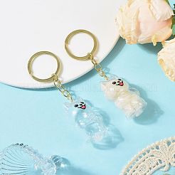 鉄製プラスチックキーホルダー  犬  ペットの毛のメモリアルカプセル  ゴールドカラー  101mm  ペンダント：46x31x23.5mm&nbsp;LS-KEYC-FZC0001-001B-G