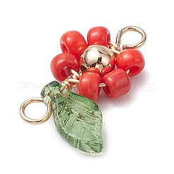 6Pcs 6 Colors Glass Copper Wire Wrapped Connector Charms&nbsp;PALLOY-TA00165