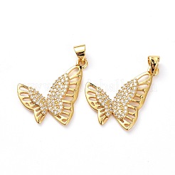 Brass Micro Pave Clear Cubic Zirconia Pendants&nbsp;ZIRC-L100-105G