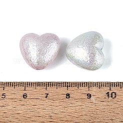 UVメッキ不透明ABSプラスチックビーズ  虹色の  テクスチャードハート  ミックスカラー  18x19.5x12mm  穴：2mm&nbsp;KY-Q006-02