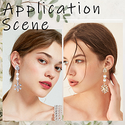 12Pcs 2 Color Brass Pave Clear Cubic Zirconia Flower Stud Earring Findings&nbsp;DIY-CN0002-79