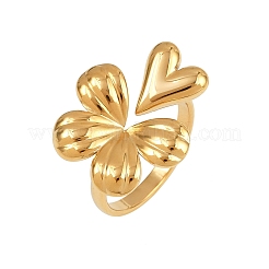 女性用304ステンレススチールカフリング  花  ゴールドカラー  内径：18mm&nbsp;RJEW-B133-02G
