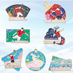 7Pcs 7 Styles Sports Themed Alloy Enamel Brooches&nbsp;JEWB-SC0001-69
