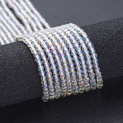 電気メッキガラスビーズセット  ABカラーメッキ  ラウンド  クリアAB  2.5mm  穴：0.7mm  約177個/連  14.09インチ（35.8cm）&nbsp;EGLA-K014-A-AB01