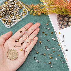 240Pcs 8 Colors Brass Ball Post Ear Studs&nbsp;KK-FH0001-86