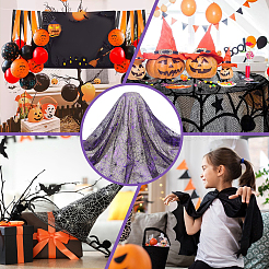 ハロウィーンのポリエステルメッシュ生地  服装アクセサリー  クモ  200x168x0.01cm&nbsp;DIY-WH0496-74C-04