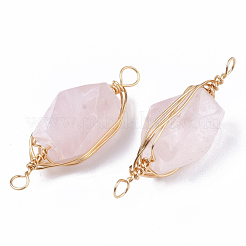 Natural Rose Quartz Links connectors&nbsp;G-T131-04D