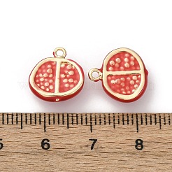 真鍮製エナメルチャーム  カドミウムフリー＆ニッケルフリー＆鉛フリー  フルーツチャーム  18KGP本金メッキ  ザクロ  13x12x5mm  穴：1.4mm&nbsp;KK-F903-01D-G