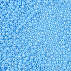 11/0 チェコ不透明ガラスシードビーズ  光沢のある  ラウンド  ライトスカイブルー  2.2x1.5mm  穴：0.7mm  約500 G /袋&nbsp;SEED-N004-003B-20