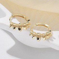 真鍮クリアキュービックジルコニアフープピアス  リング  18KGP本金メッキ  15.5x15.5x6mm&nbsp;EJEW-Q014-24G