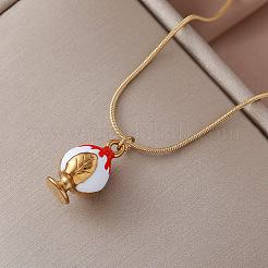 Christmas 304 Stainless Steel Enamel Apple Pendant Necklaces for Women&nbsp;TR7929
