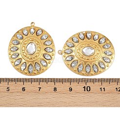 304ステンレススチールラインストーンペンダント  オーバル  18KGP本金メッキ  イオンプレーティング（ip）  透明  37x31x6mm  穴：1.8mm&nbsp;STAS-I352-14G-02